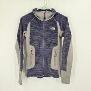 The North Face Womens XS‎ Gray Purple Fleece Full Zip Jacket Thumb Hole